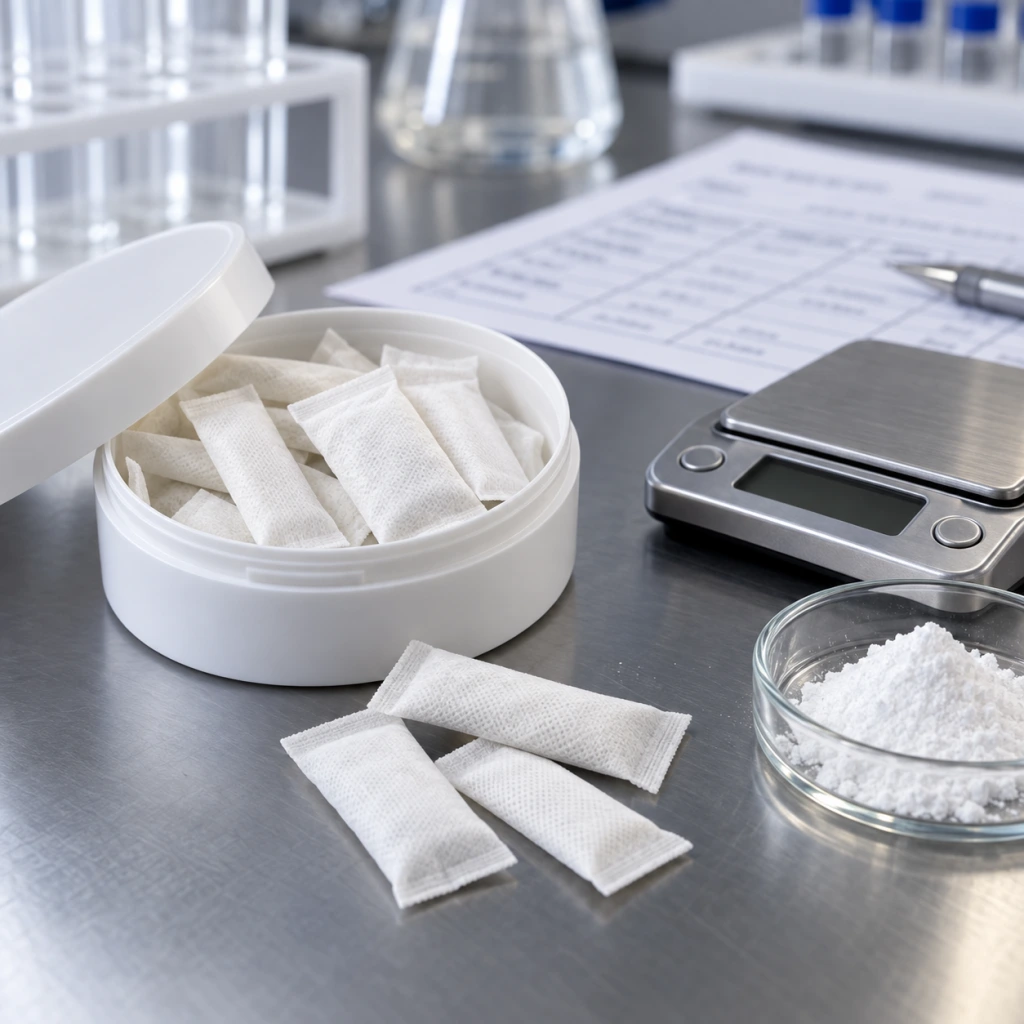 咖啡因口含袋样本，带精密度量表和剂量计划工作表